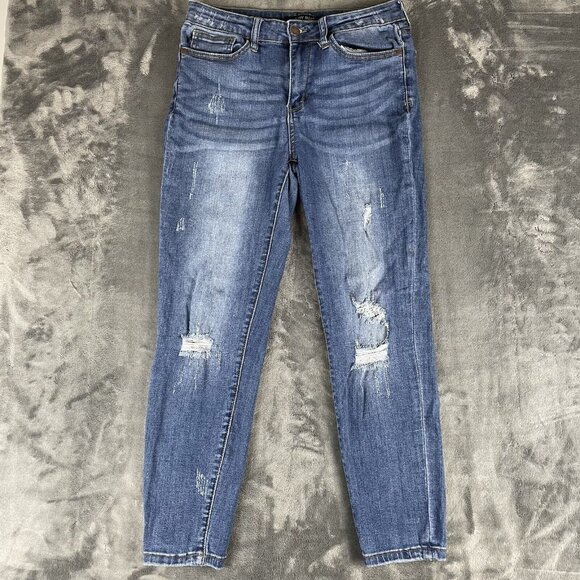 Judy Blue Jeans Womens Size 30 Distressed Mid Rise Relaxed Fit JB8271DK - Picture 1 of 12